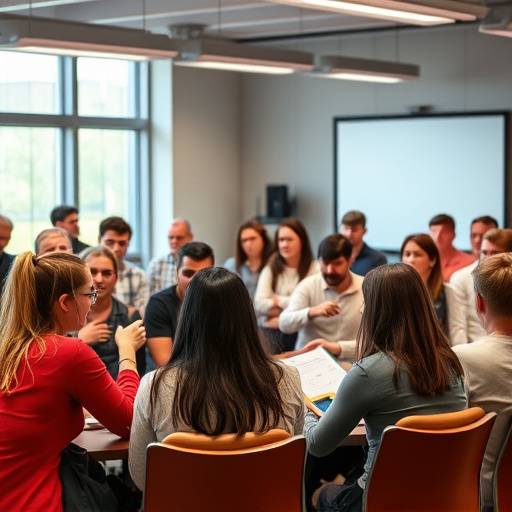 Un gruppo di partecipanti attivi durante un workshop interattivo, focalizzato sullo sviluppo delle competenze