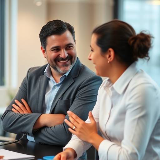 Una manager che ascolta attentamente un membro del suo team, dimostrando leadership empatica