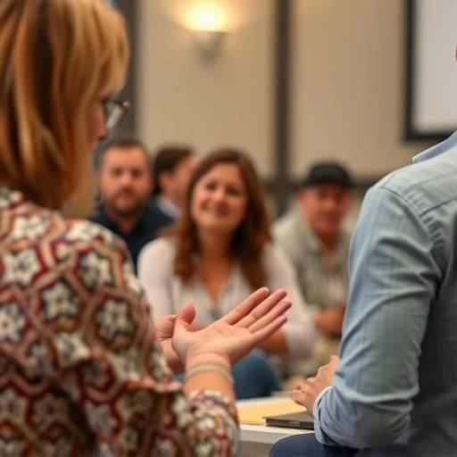 Una persona che partecipa a un workshop interattivo con altri partecipanti